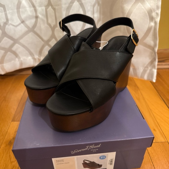 Universal Thread Shoes - Universal Thread Black Platform Wedges